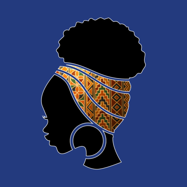Afro Hair Woman with African Pattern Headwrap by logiamerch