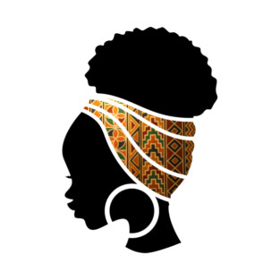 Afro Hair Woman with African Pattern Headwrap T-Shirt