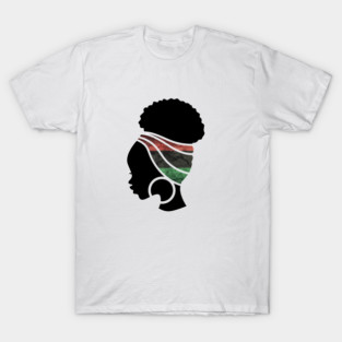 Afro Hair Woman with Pan African Flag Headwrap T-Shirt