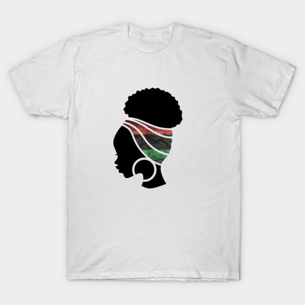 Afro Hair Woman with Pan African Flag Headwrap T-Shirt by logiamerch