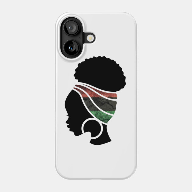 Afro Hair Woman with Pan African Flag Headwrap Phone Case by logiamerch