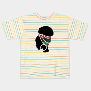 Afro Hair Woman with Pan African Flag Headwrap Kids T-Shirt