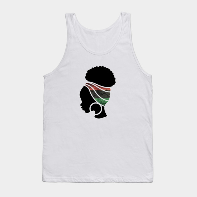 Afro Hair Woman with Pan African Flag Headwrap Tank Top by logiamerch