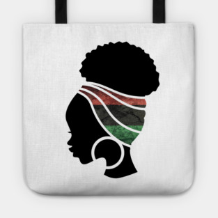 Afro Hair Woman with Pan African Flag Headwrap Tote