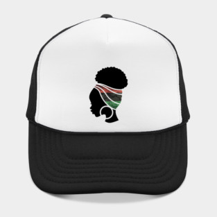 Afro Hair Woman with Pan African Flag Headwrap Hat