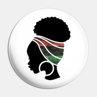 Afro Hair Woman with Pan African Flag Headwrap Pin