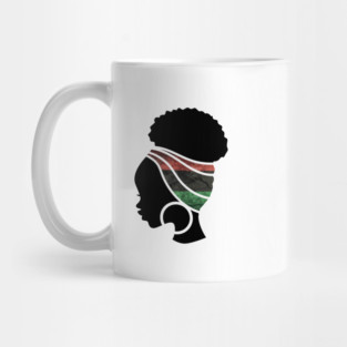 Afro Hair Woman with Pan African Flag Headwrap Mug