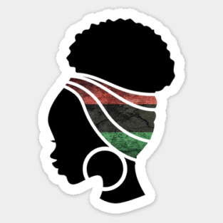 Afro Hair Woman with Pan African Flag Headwrap Sticker