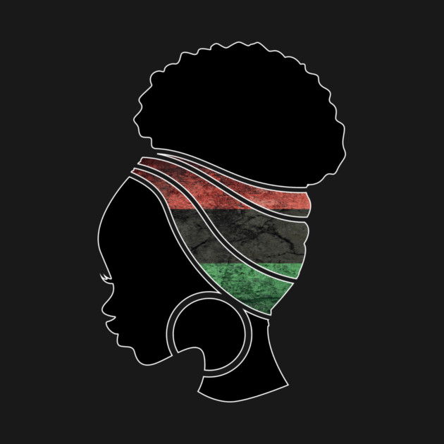 Afro Hair Woman with Pan African Flag Headwrap by logiamerch