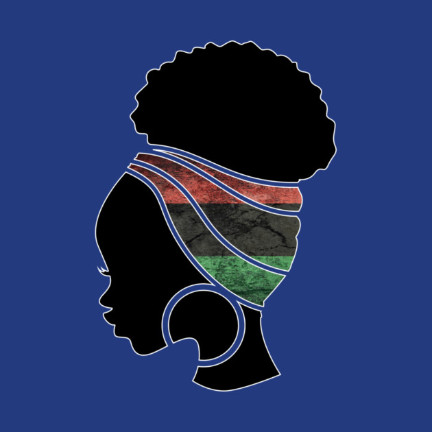 Afro Hair Woman with Pan African Flag Headwrap by logiamerch