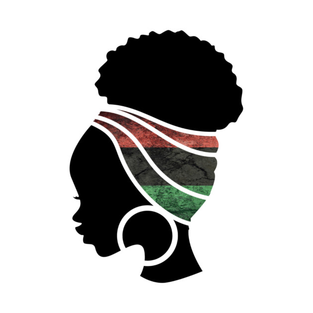 Afro Hair Woman with Pan African Flag Headwrap by logiamerch