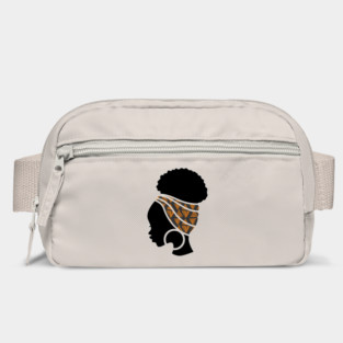 Afro Hair Woman with African Pattern Headwrap Bag