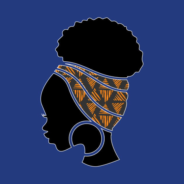 Afro Hair Woman with African Pattern Headwrap by logiamerch