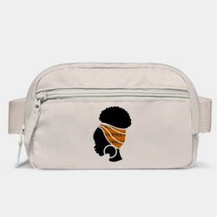 Afro Hair Woman with African Pattern Headwrap Bag