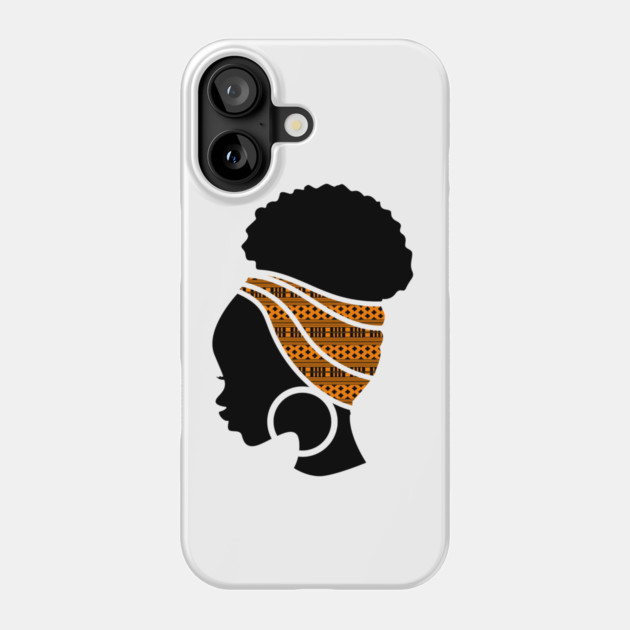 Afro Hair Woman with African Pattern Headwrap Phone Case by logiamerch