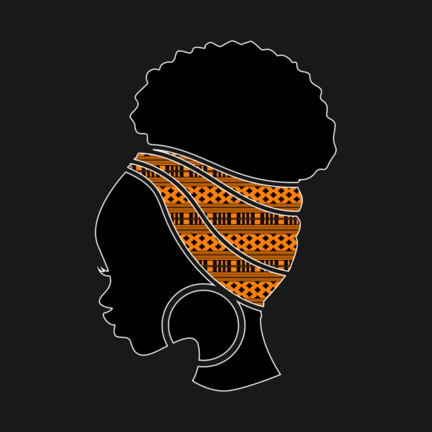 Afro Hair Woman with African Pattern Headwrap by logiamerch