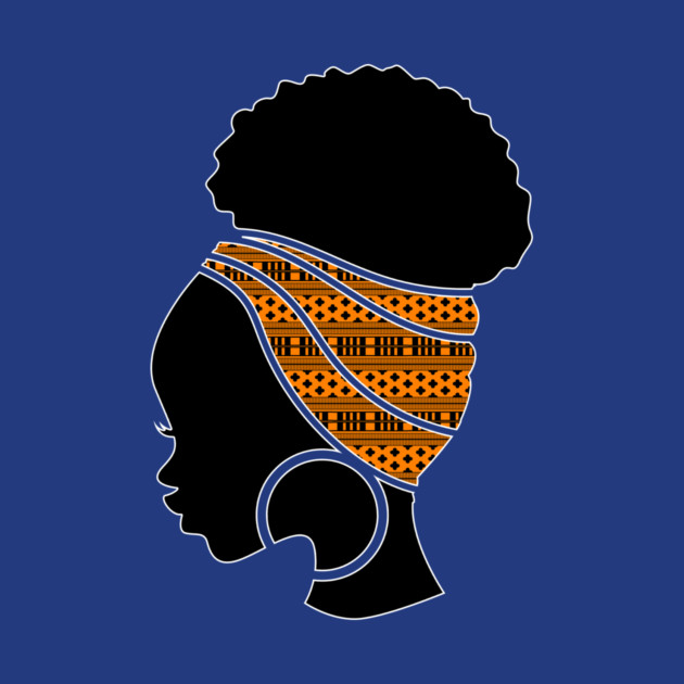 Afro Hair Woman with African Pattern Headwrap by logiamerch