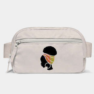 Afro Hair Woman with African Pattern Headwrap Bag