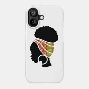 Afro Hair Woman with African Pattern Headwrap Phone Case