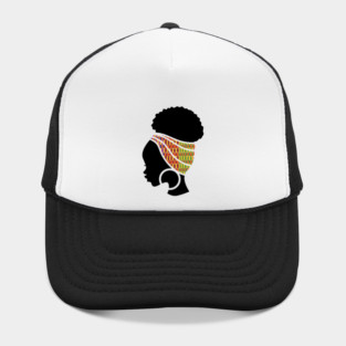 Afro Hair Woman with African Pattern Headwrap Hat