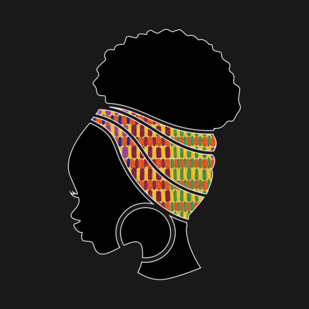 Afro Hair Woman with African Pattern Headwrap by logiamerch