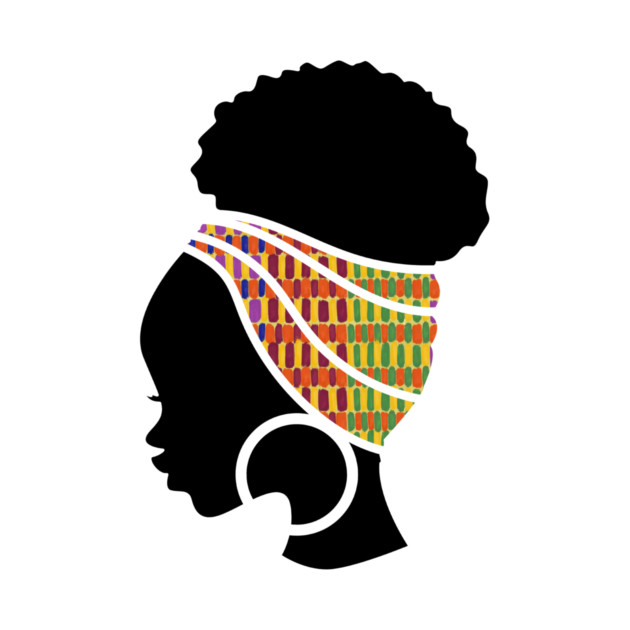 Afro Hair Woman with African Pattern Headwrap by logiamerch