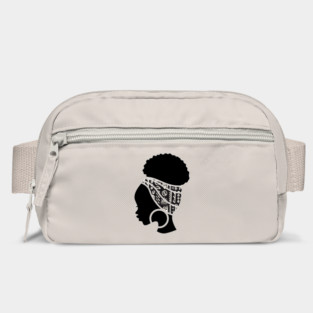 Afro Hair Woman with African Pattern Headwrap Bag