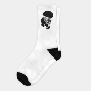 Afro Hair Woman with African Pattern Headwrap Socks