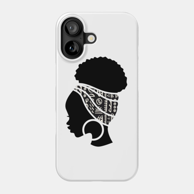 Afro Hair Woman with African Pattern Headwrap Phone Case by logiamerch