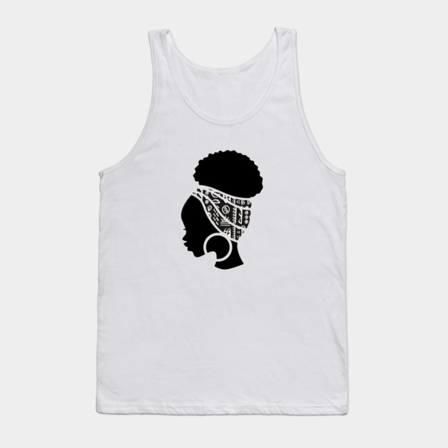 Afro Hair Woman with African Pattern Headwrap Tank Top by logiamerch