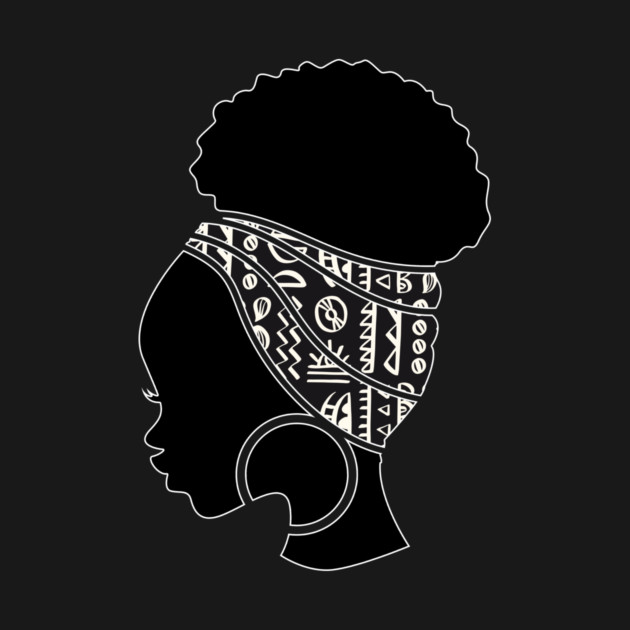 Afro Hair Woman with African Pattern Headwrap by logiamerch