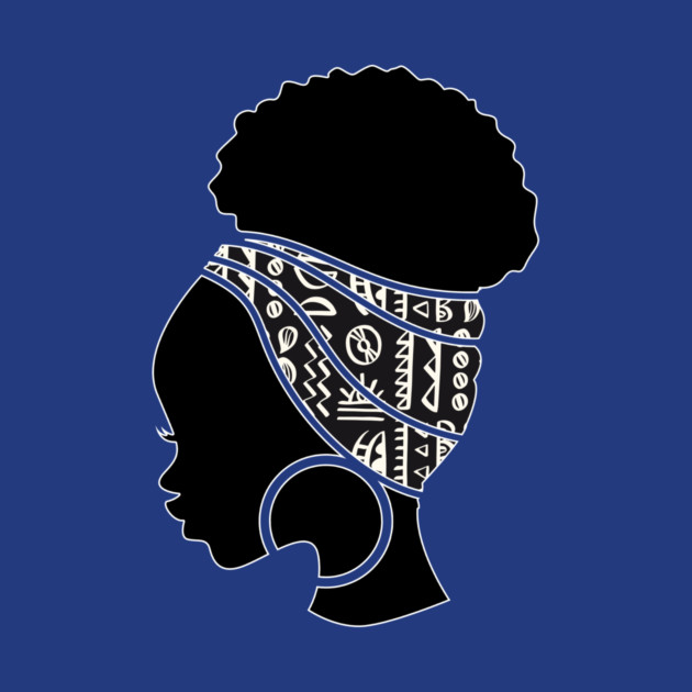 Afro Hair Woman with African Pattern Headwrap by logiamerch