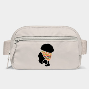 Afro Hair Woman with African Pattern Headwrap Bag
