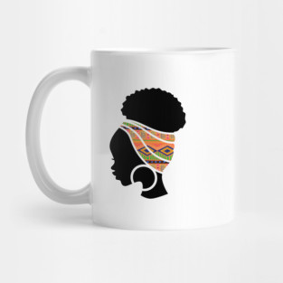 Afro Hair Woman with African Pattern Headwrap Mug