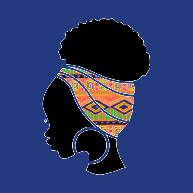 Afro Hair Woman with African Pattern Headwrap by logiamerch
