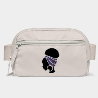 Afro Hair Woman with African Pattern Headwrap Bag