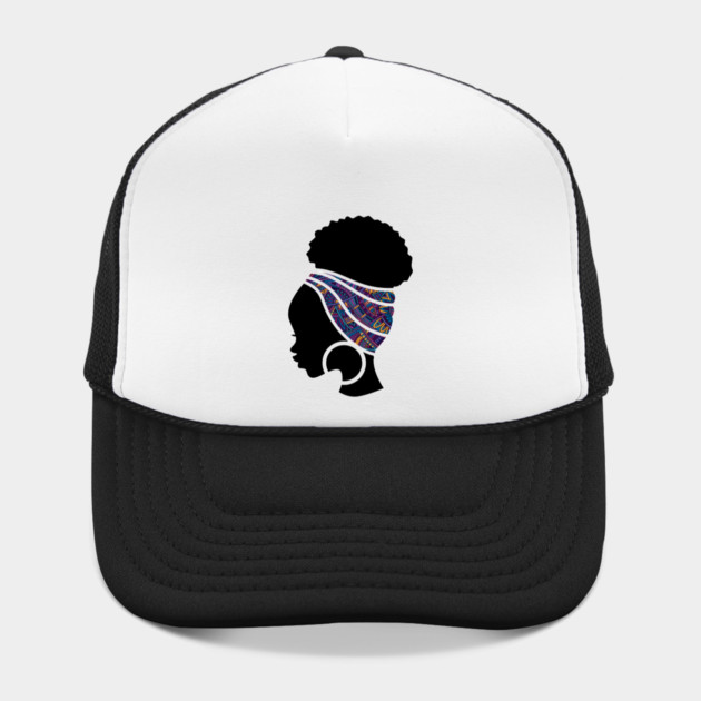 Afro Hair Woman with African Pattern Headwrap by logiamerch