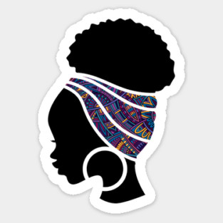Afro Hair Woman with African Pattern Headwrap Sticker
