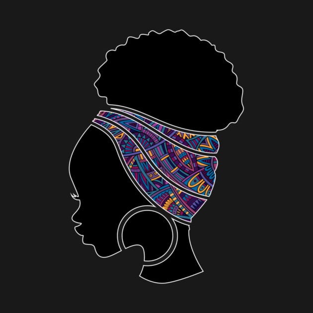Afro Hair Woman with African Pattern Headwrap by logiamerch