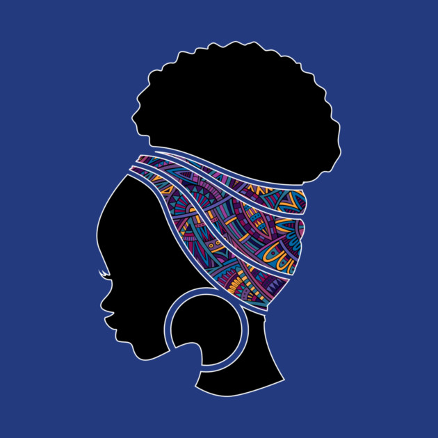 Afro Hair Woman with African Pattern Headwrap by logiamerch