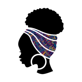 Afro Hair Woman with African Pattern Headwrap T-Shirt
