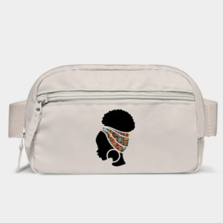 Afro Hair Woman with African Pattern Headwrap Bag