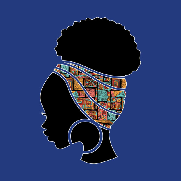 Afro Hair Woman with African Pattern Headwrap by logiamerch