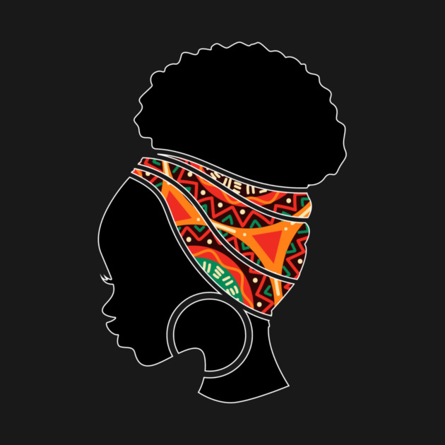 Afro Hair Woman with African Pattern Headwrap by logiamerch