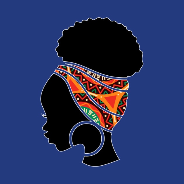 Afro Hair Woman with African Pattern Headwrap by logiamerch