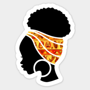 Afro Hair Woman with African Pattern Headwrap Sticker