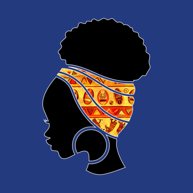 Afro Hair Woman with African Pattern Headwrap by logiamerch