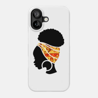 Afro Hair Woman with African Pattern Headwrap Phone Case