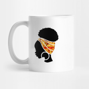 Afro Hair Woman with African Pattern Headwrap Mug