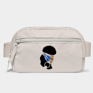 Afro Hair Woman with African Pattern Headwrap Bag
